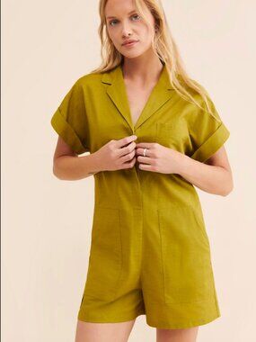 MARE MARE Chartreuse Short Sleeve Playsuit Romper Size Medium